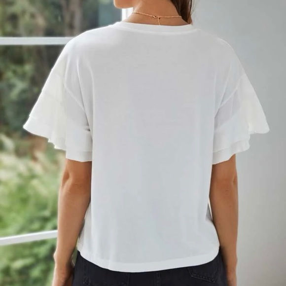 Guipure Lace Ruffle Trim Tee - Picture 4 of 7
